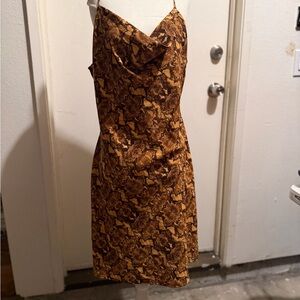J.O.A. Brown and Tan Snake Print Mini Dress